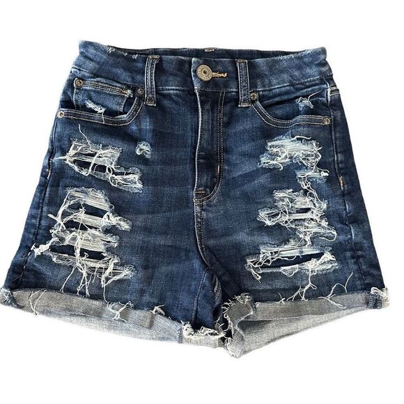 American Eagle curvy high rise shortie shorts size 00 - Picture 1 of 7
